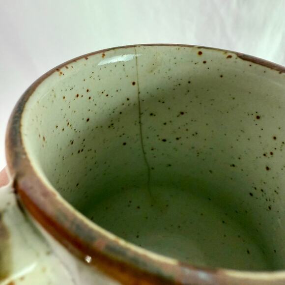 VTG Abstract MCM Set 2 Ceramic Floral Footed Mugs Coffee Cups Blue Green READ - Picture 8 of 9